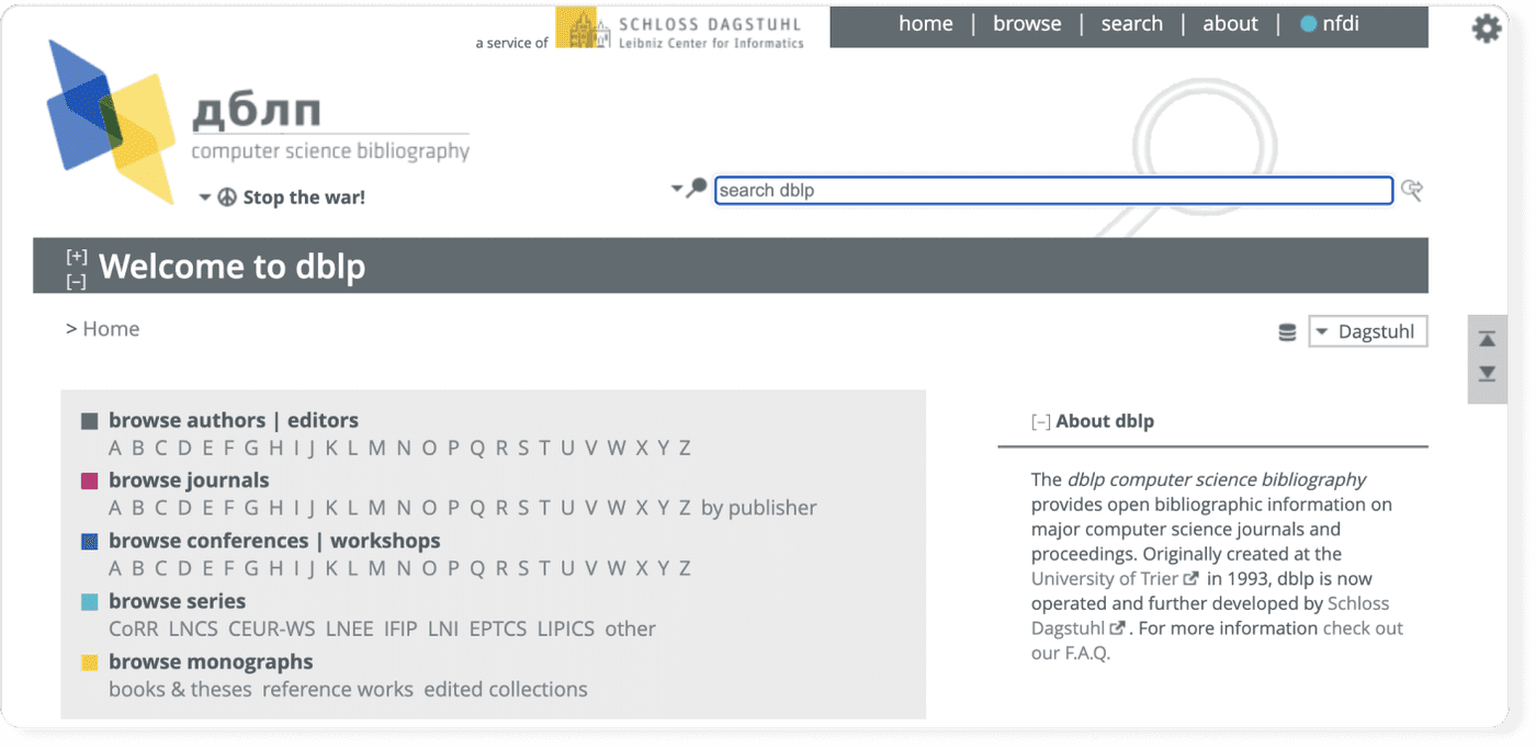 Search interface of dbpl